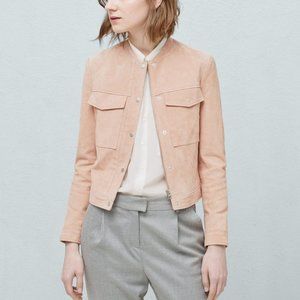 MANGO 100% Genuine Leather Pink Suede Jacket - XXS